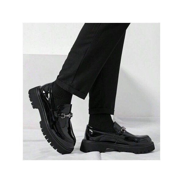 Zapatos para hombre, mocasines de suela gruesa de moda juvenil, mocasines sin cordones, zapatos con estilo británico, zapatos casuales de negocios para caminar a diario, calzado masculino - Imagen 21