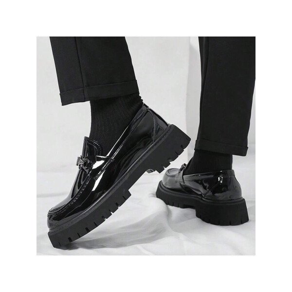 Zapatos para hombre, mocasines de suela gruesa de moda juvenil, mocasines sin cordones, zapatos con estilo británico, zapatos casuales de negocios para caminar a diario, calzado masculino - Imagen 22