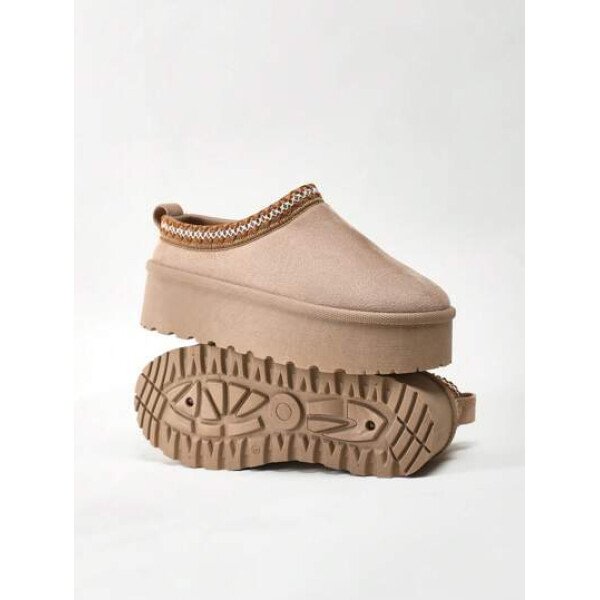 Solezae Botas de mujer de puntera redonda, botines y botitas cortas color beige, botas de moda para mujeres