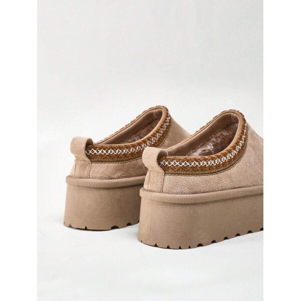 Solezae Botas de mujer de puntera redonda, botines y botitas cortas color beige, botas de moda para mujeres - Imagen 5