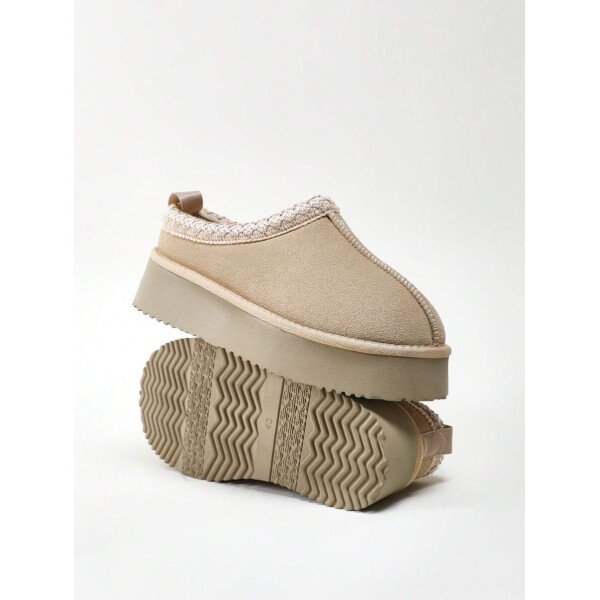 Solezae Botas de mujer de puntera redonda, botines y botitas cortas color beige, botas de moda para mujeres - Imagen 9