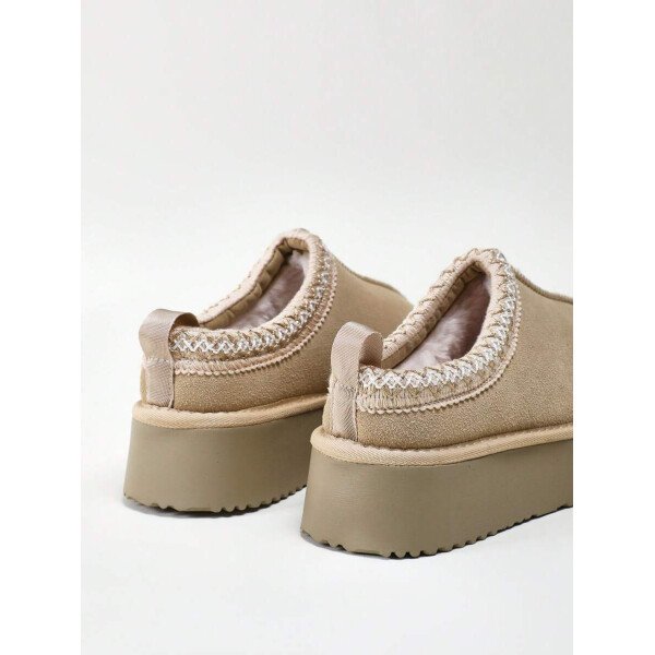 Solezae Botas de mujer de puntera redonda, botines y botitas cortas color beige, botas de moda para mujeres - Imagen 12