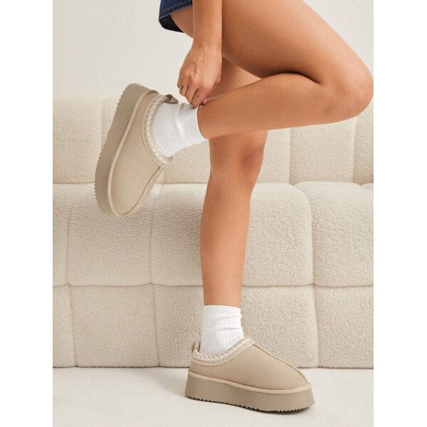 Solezae Botas de mujer de puntera redonda, botines y botitas cortas color beige, botas de moda para mujeres - Imagen 13