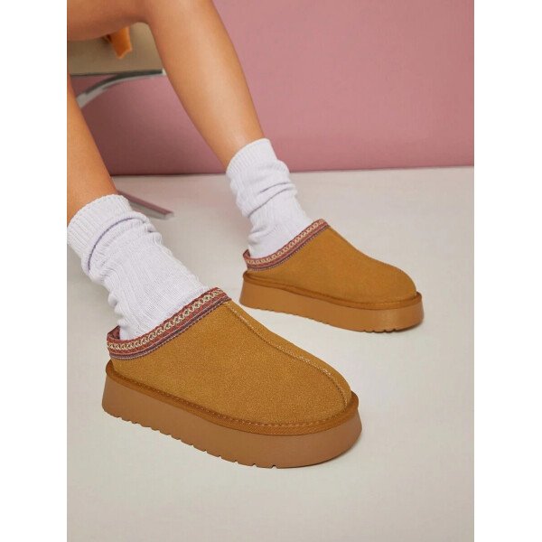Solezae Botas de mujer de puntera redonda, botines y botitas cortas color beige, botas de moda para mujeres - Imagen 18