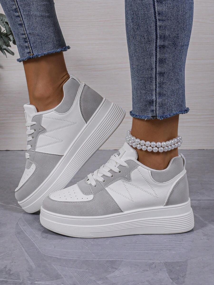 Zapatillas deportivas casuales de mujer para otoño/invierno con suela gruesa y tacón de cuña, ideales para actividades al aire libre, zapatillas para mujer - Imagen 4