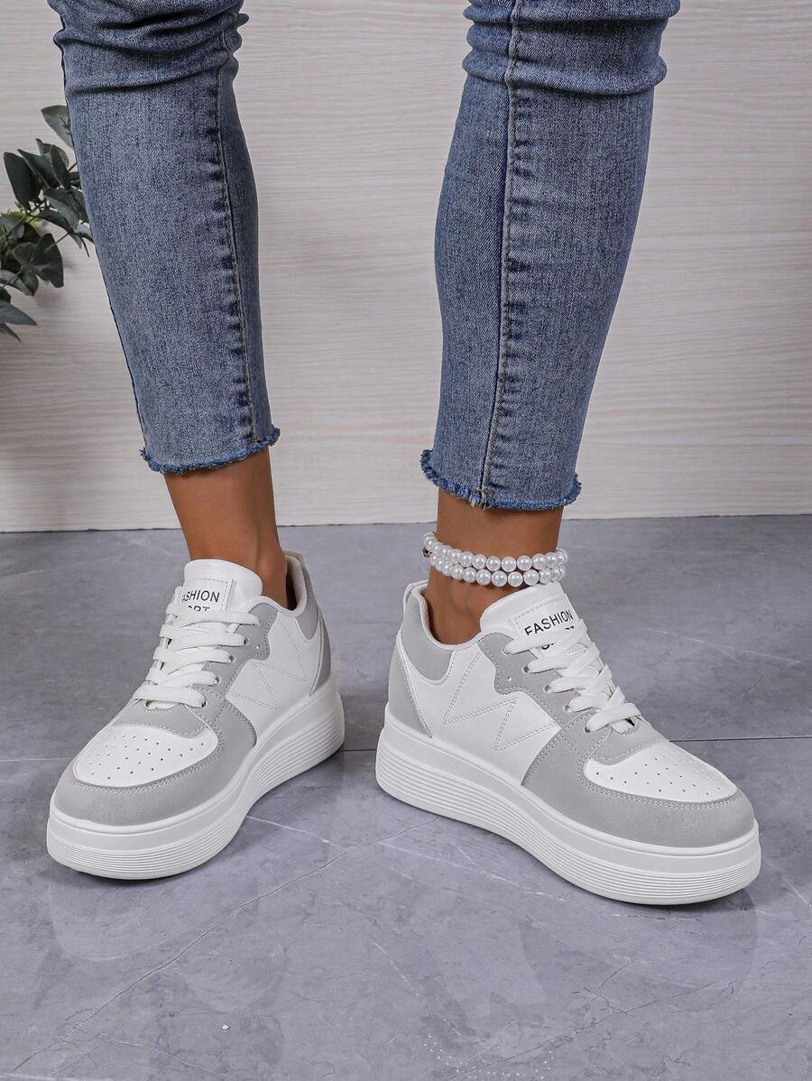 Zapatillas deportivas casuales de mujer para otoño/invierno con suela gruesa y tacón de cuña, ideales para actividades al aire libre, zapatillas para mujer - Imagen 5