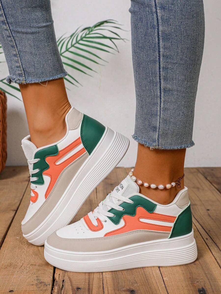 Zapatillas deportivas casuales de mujer para otoño/invierno con suela gruesa y tacón de cuña, ideales para actividades al aire libre, zapatillas para mujer - Imagen 65