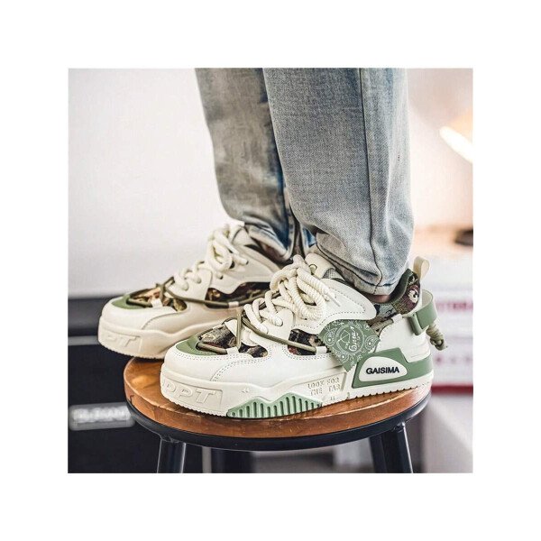 Nuevos zapatos casuales de verano transpirables vulcanizados para hombres, tenis con suela gruesa antideslizante de patrón de graffiti aleatorio de moda - Imagen 11