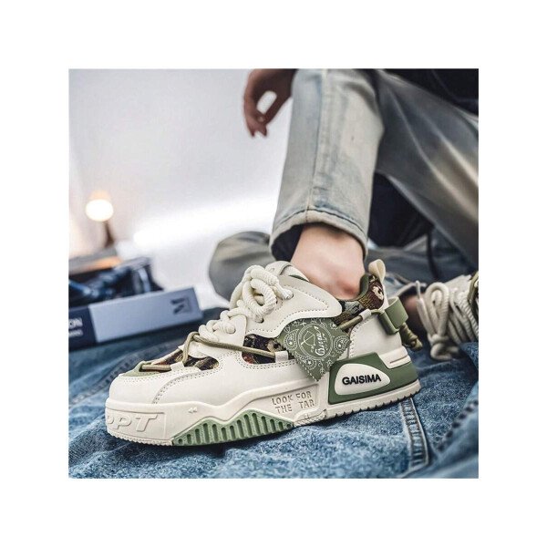 Nuevos zapatos casuales de verano transpirables vulcanizados para hombres, tenis con suela gruesa antideslizante de patrón de graffiti aleatorio de moda - Imagen 12