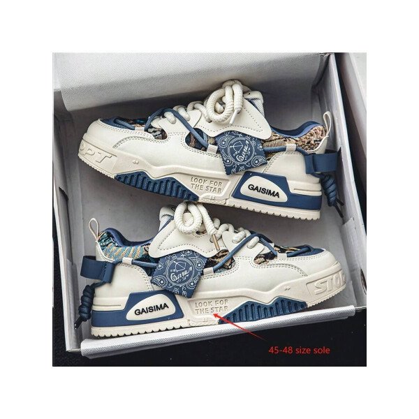 Nuevos zapatos casuales de verano transpirables vulcanizados para hombres, tenis con suela gruesa antideslizante de patrón de graffiti aleatorio de moda - Imagen 15