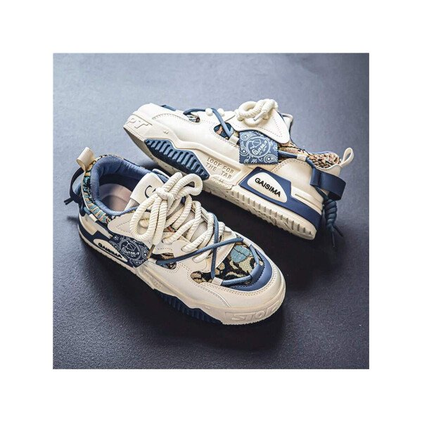 Nuevos zapatos casuales de verano transpirables vulcanizados para hombres, tenis con suela gruesa antideslizante de patrón de graffiti aleatorio de moda - Imagen 16