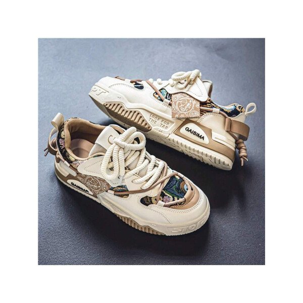 Nuevos zapatos casuales de verano transpirables vulcanizados para hombres, tenis con suela gruesa antideslizante de patrón de graffiti aleatorio de moda - Imagen 27