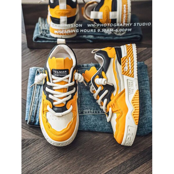 Nuevos zapatos casuales de verano transpirables vulcanizados para hombres, tenis con suela gruesa antideslizante de patrón de graffiti aleatorio de moda - Imagen 32