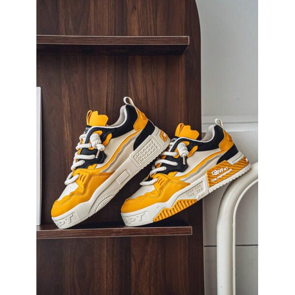 Nuevos zapatos casuales de verano transpirables vulcanizados para hombres, tenis con suela gruesa antideslizante de patrón de graffiti aleatorio de moda - Imagen 34