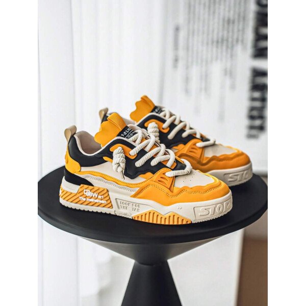 Nuevos zapatos casuales de verano transpirables vulcanizados para hombres, tenis con suela gruesa antideslizante de patrón de graffiti aleatorio de moda - Imagen 35