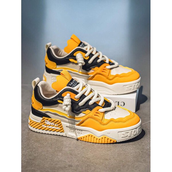Nuevos zapatos casuales de verano transpirables vulcanizados para hombres, tenis con suela gruesa antideslizante de patrón de graffiti aleatorio de moda - Imagen 36