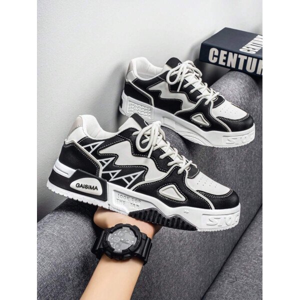 Nuevos zapatos casuales de verano transpirables vulcanizados para hombres, tenis con suela gruesa antideslizante de patrón de graffiti aleatorio de moda - Imagen 58