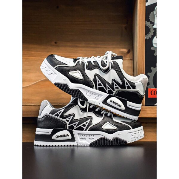 Nuevos zapatos casuales de verano transpirables vulcanizados para hombres, tenis con suela gruesa antideslizante de patrón de graffiti aleatorio de moda - Imagen 61
