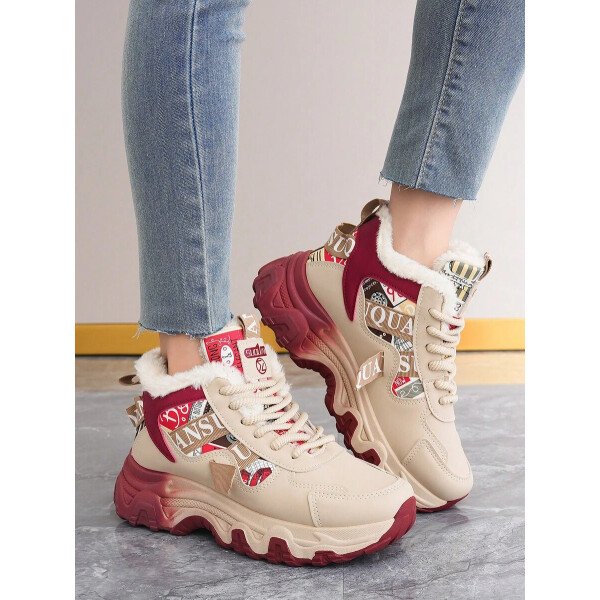 Zapatillas deportivas con bloques de color para mujer 2025, zapatos casuales de moda con forro de piel para otoño/invierno - Imagen 10