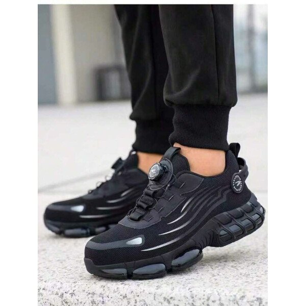 Zapatos de seguridad con puntera de acero ligeros, zapatillas de trabajo de hombre, botas de trabajo con botón giratorio de fácil uso, botas de trabajo deportivas y respirables para hombres - Imagen 7