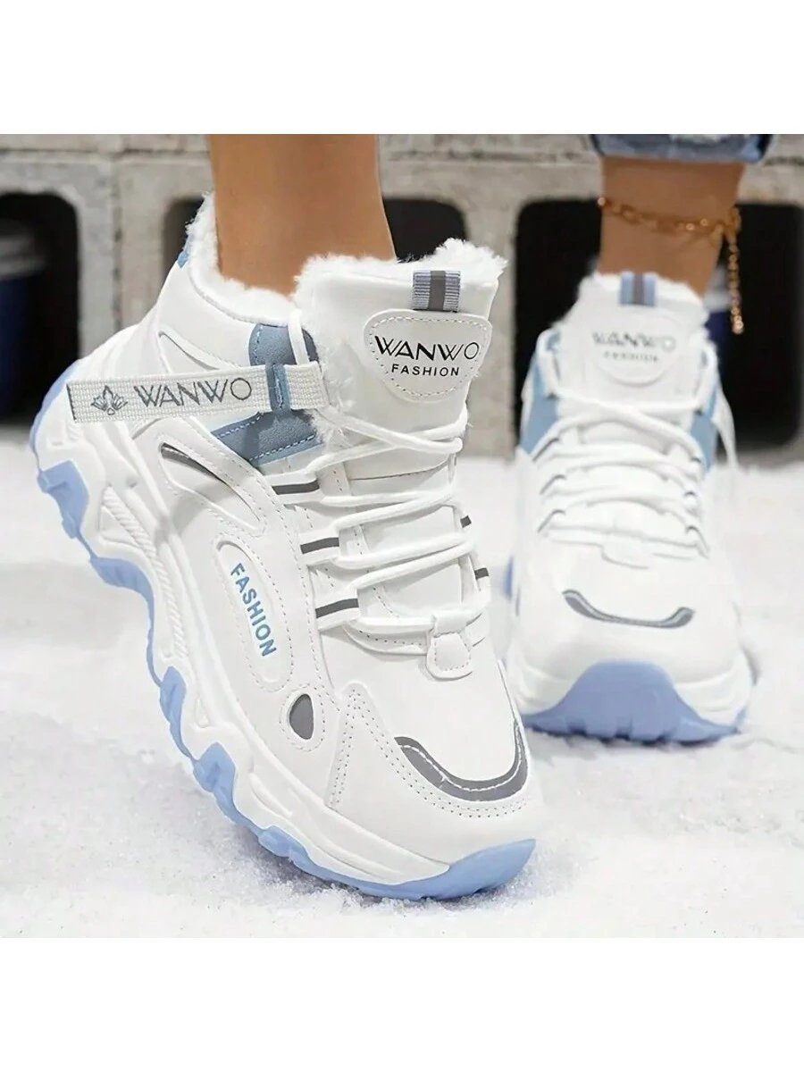 Zapatos de algodón de felpa Botas de nieve para mujer Botas de nieve gruesas y cálidas de felpa Zapatos de algodón Versátiles Casuales Zapatos de senderismo deportivos para el hogar - Imagen 2