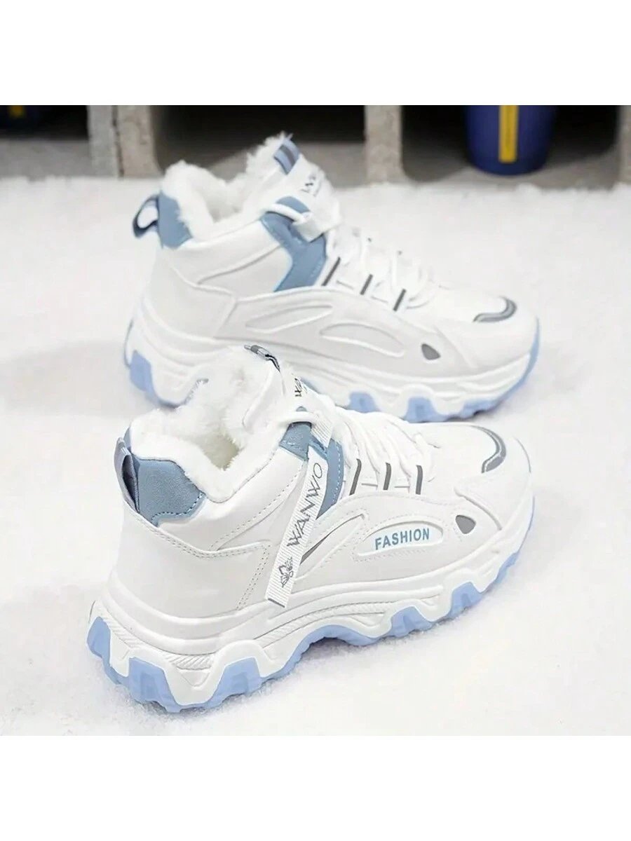 Zapatos de algodón de felpa Botas de nieve para mujer Botas de nieve gruesas y cálidas de felpa Zapatos de algodón Versátiles Casuales Zapatos de senderismo deportivos para el hogar - Imagen 5