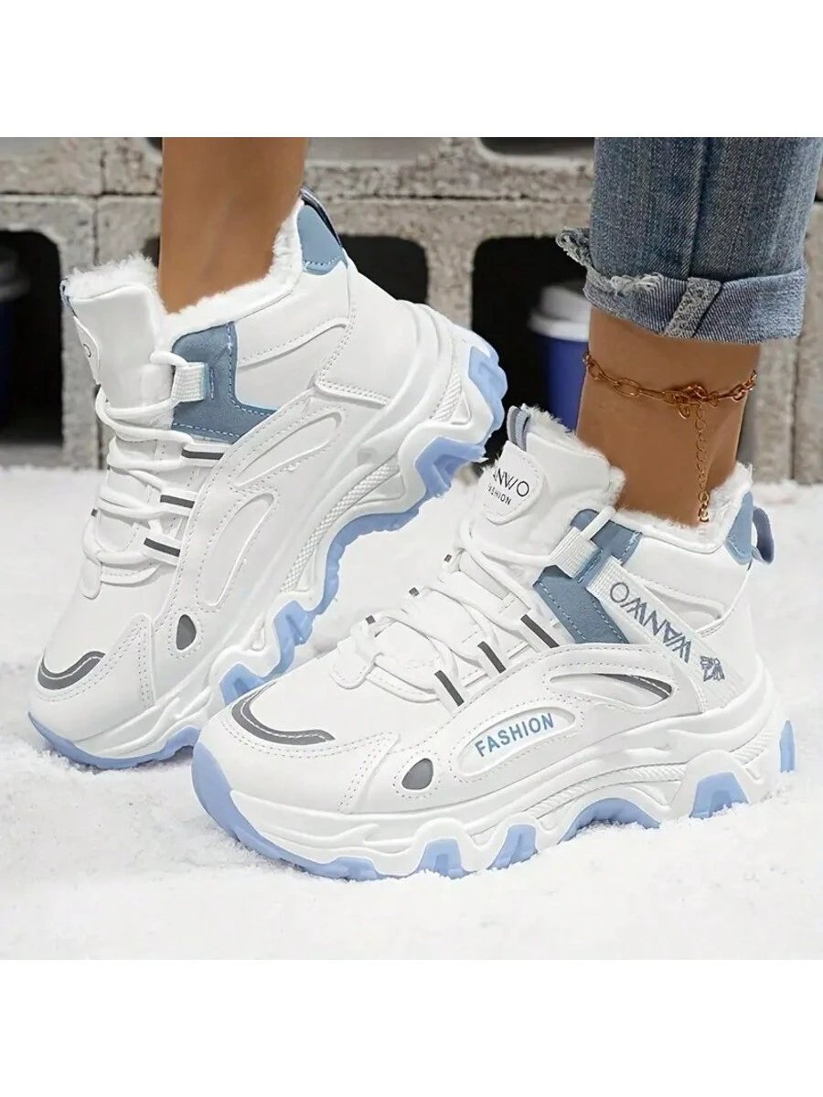 Zapatos de algodón de felpa Botas de nieve para mujer Botas de nieve gruesas y cálidas de felpa Zapatos de algodón Versátiles Casuales Zapatos de senderismo deportivos para el hogar - Imagen 7