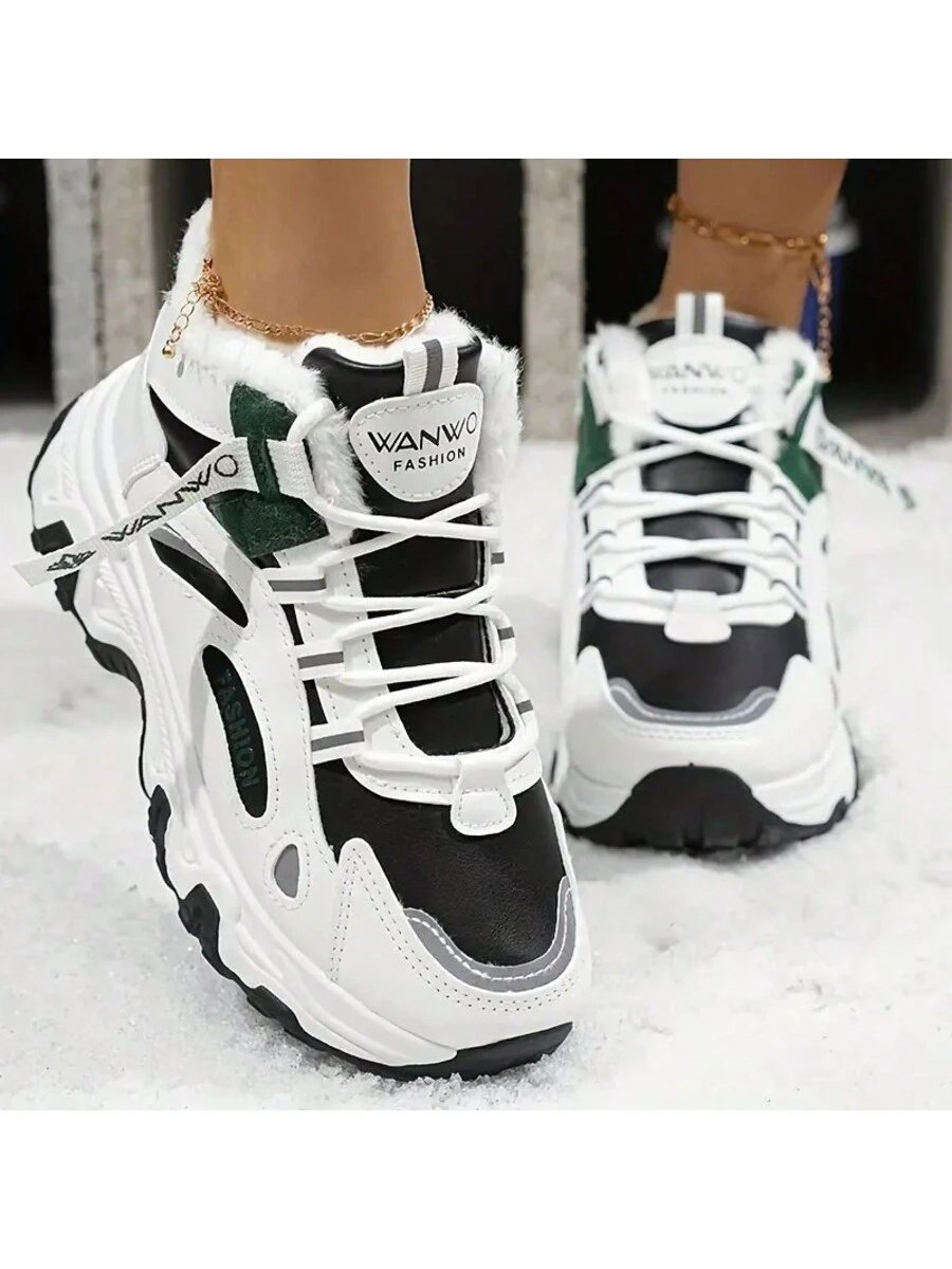 Zapatos de algodón de felpa Botas de nieve para mujer Botas de nieve gruesas y cálidas de felpa Zapatos de algodón Versátiles Casuales Zapatos de senderismo deportivos para el hogar - Imagen 11