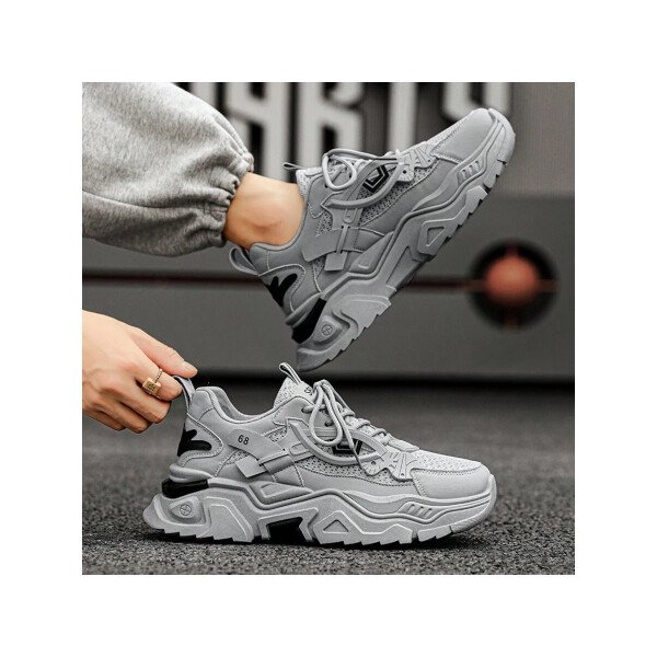 Zapatos deportivos casuales multifuncionales de suela gruesa para mujer, parte superior de malla transpirable y suela duradera de PU/caucho, zapatos deportivos casuales con cordones con decoración azul, muy adecuados para ropa casual, accesorios de calzado versátiles. - Imagen 17