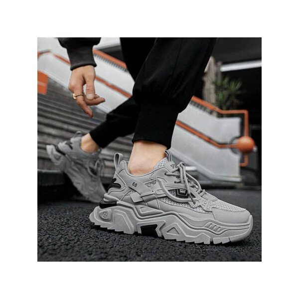 Zapatos deportivos casuales multifuncionales de suela gruesa para mujer, parte superior de malla transpirable y suela duradera de PU/caucho, zapatos deportivos casuales con cordones con decoración azul, muy adecuados para ropa casual, accesorios de calzado versátiles. - Imagen 20