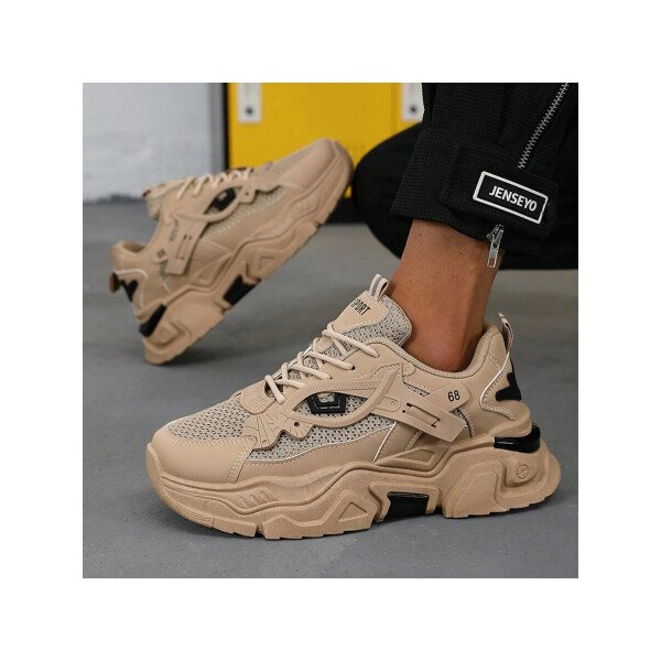 Zapatos deportivos casuales multifuncionales de suela gruesa para mujer, parte superior de malla transpirable y suela duradera de PU/caucho, zapatos deportivos casuales con cordones con decoración azul, muy adecuados para ropa casual, accesorios de calzado versátiles. - Imagen 22