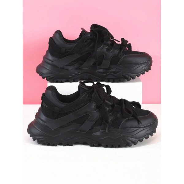 Zapatos casuales cómodos y de moda para otoño/invierno. Adecuados para la ciudad, el transporte, el ejercicio o los viajes. De punta redonda, bajo empeine, con bloques de color, versátiles y perfectos para regalar como zapatos deportivos para mujer, zapatillas para mujer - Imagen 3