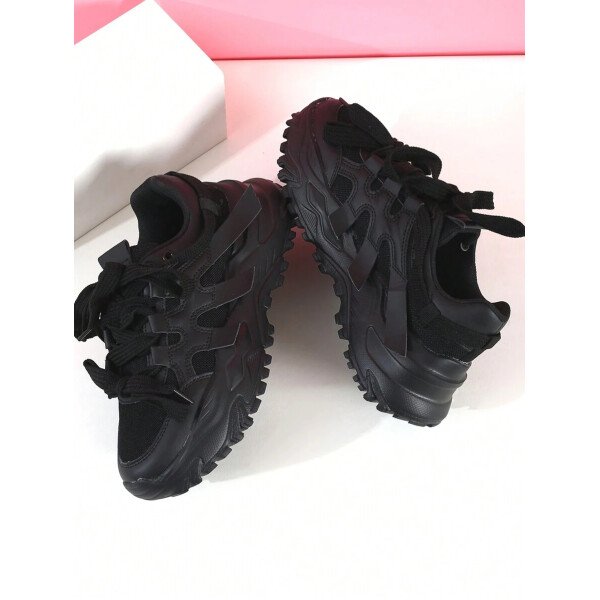 Zapatos casuales cómodos y de moda para otoño/invierno. Adecuados para la ciudad, el transporte, el ejercicio o los viajes. De punta redonda, bajo empeine, con bloques de color, versátiles y perfectos para regalar como zapatos deportivos para mujer, zapatillas para mujer - Imagen 4