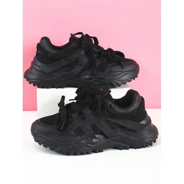 Zapatos casuales cómodos y de moda para otoño/invierno. Adecuados para la ciudad, el transporte, el ejercicio o los viajes. De punta redonda, bajo empeine, con bloques de color, versátiles y perfectos para regalar como zapatos deportivos para mujer, zapatillas para mujer - Imagen 5
