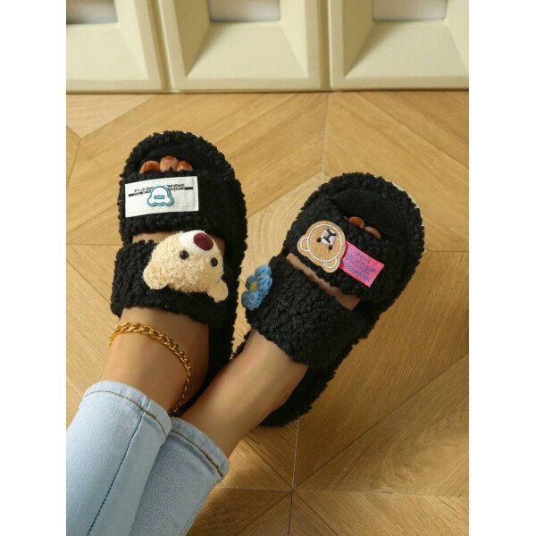 Zapatillas de casa de mujer de peluche, zapatillas de oso, zapatillas negras, zapatillas lindas, zapatillas , zapatillas de suela fina de EVA, zapatillas ligeras, zapatillas de suela suave, zapatillas mudas, zapatillas para suelos de madera, zapatillas de dormitorio, zapatillas de interior, zapatillas de hogar, zapatillas de patio, zapatillas de oficina, zapatillas de hotel, zapatillas de alfombra, zapatillas de dibujos animados, zapatillas esponjosas, zapatillas de mujer - Imagen 6