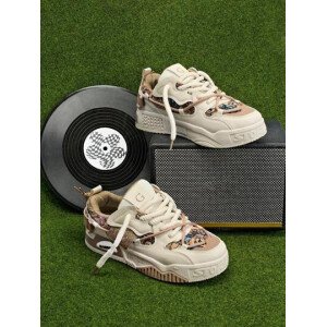 Zapatillas casuales transpirables para hombre, de suela gruesa, antideslizantes, con estampado de graffiti aleatorio, ideales para festivales de música, fiestas Y2K, vuelta al colegio, otoño, Halloween y invierno