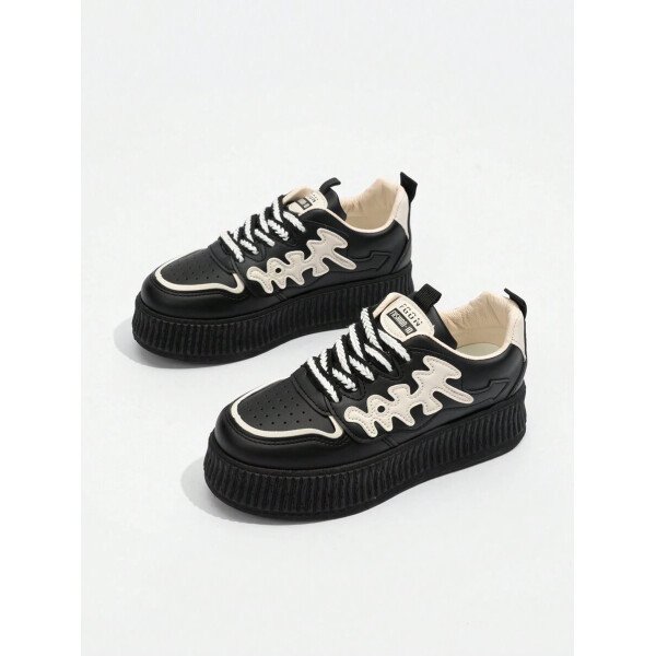 Zapatillas gruesas resistentes al desgaste con bloques de color clásico y suela gruesa para personalidad al aire libre - Imagen 5
