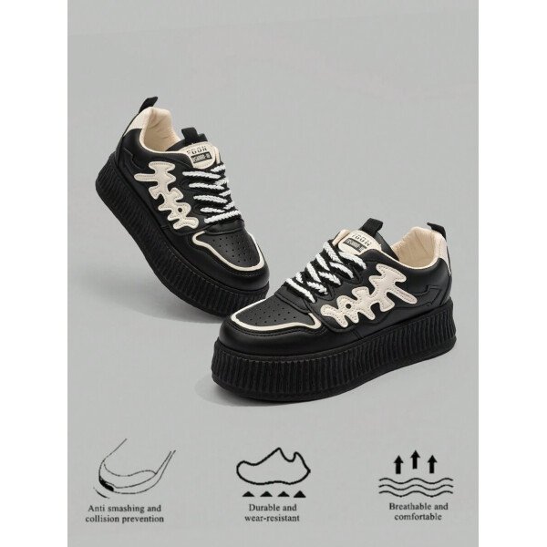 Zapatillas gruesas resistentes al desgaste con bloques de color clásico y suela gruesa para personalidad al aire libre - Imagen 6