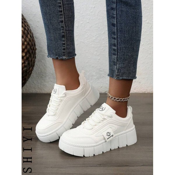 Zapatos casuales de mujer nuevos para el Spring Break, zapatos de mujer con suela gruesa, zapatos blancos, zapatos deportivos cómodos, aumentan la altura en 5 cm, zapatos para fiestas, adecuados para el estilo deportivo de mujeres de baja estatura - Imagen 6
