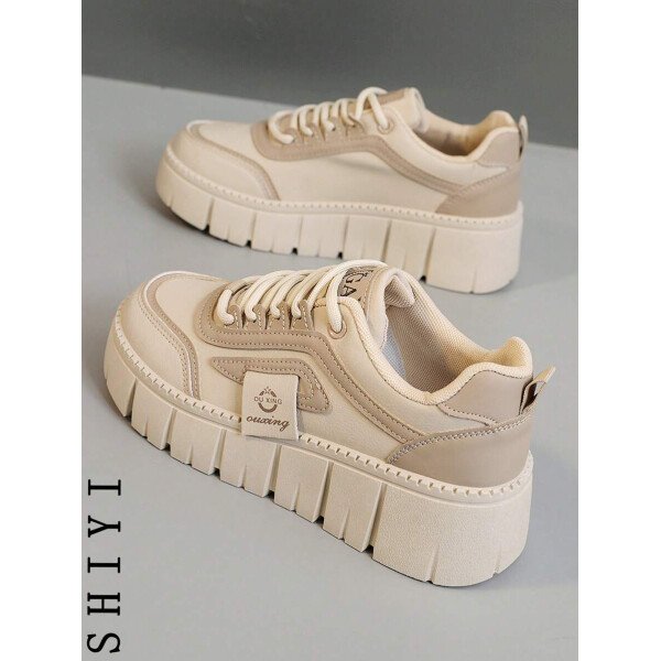 Zapatos casuales de mujer nuevos para el Spring Break, zapatos de mujer con suela gruesa, zapatos blancos, zapatos deportivos cómodos, aumentan la altura en 5 cm, zapatos para fiestas, adecuados para el estilo deportivo de mujeres de baja estatura - Imagen 10