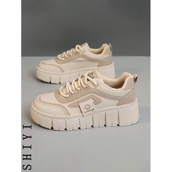 Zapatos casuales de mujer nuevos para el Spring Break, zapatos de mujer con suela gruesa, zapatos blancos, zapatos deportivos cómodos, aumentan la altura en 5 cm, zapatos para fiestas, adecuados para el estilo deportivo de mujeres de baja estatura - Imagen 11