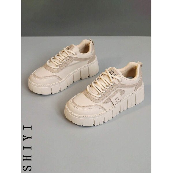 Zapatos casuales de mujer nuevos para el Spring Break, zapatos de mujer con suela gruesa, zapatos blancos, zapatos deportivos cómodos, aumentan la altura en 5 cm, zapatos para fiestas, adecuados para el estilo deportivo de mujeres de baja estatura - Imagen 12