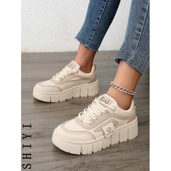 Zapatos casuales de mujer nuevos para el Spring Break, zapatos de mujer con suela gruesa, zapatos blancos, zapatos deportivos cómodos, aumentan la altura en 5 cm, zapatos para fiestas, adecuados para el estilo deportivo de mujeres de baja estatura - Imagen 13