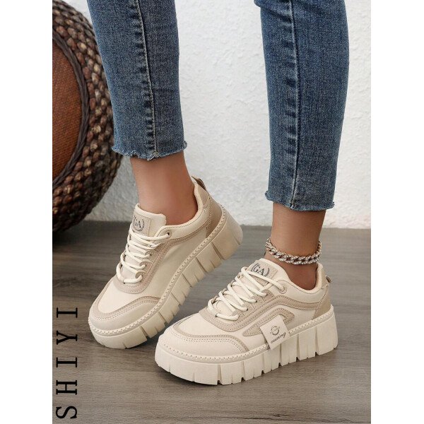 Zapatos casuales de mujer nuevos para el Spring Break, zapatos de mujer con suela gruesa, zapatos blancos, zapatos deportivos cómodos, aumentan la altura en 5 cm, zapatos para fiestas, adecuados para el estilo deportivo de mujeres de baja estatura - Imagen 14