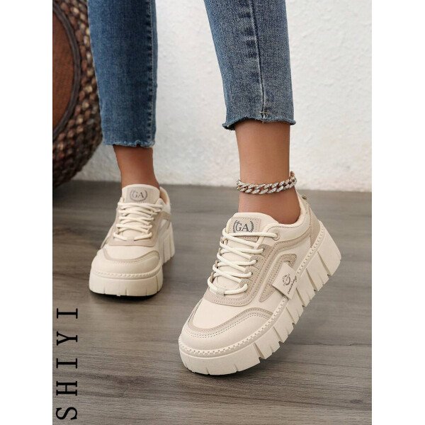 Zapatos casuales de mujer nuevos para el Spring Break, zapatos de mujer con suela gruesa, zapatos blancos, zapatos deportivos cómodos, aumentan la altura en 5 cm, zapatos para fiestas, adecuados para el estilo deportivo de mujeres de baja estatura - Imagen 15