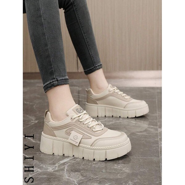 Zapatos casuales de mujer nuevos para el Spring Break, zapatos de mujer con suela gruesa, zapatos blancos, zapatos deportivos cómodos, aumentan la altura en 5 cm, zapatos para fiestas, adecuados para el estilo deportivo de mujeres de baja estatura - Imagen 19