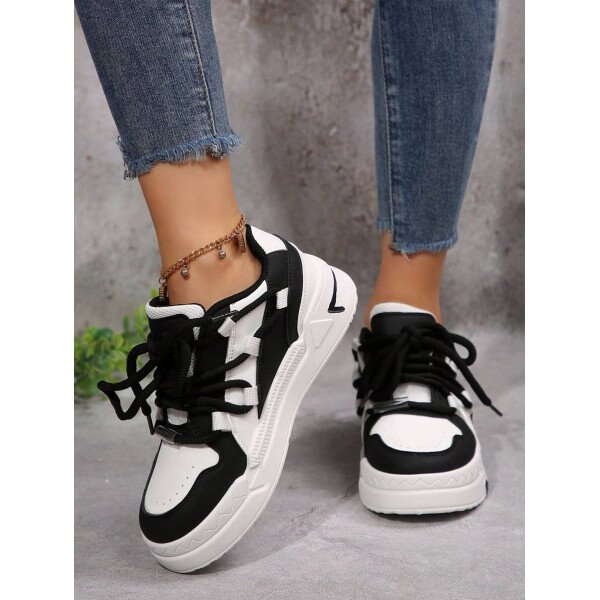 Nuevos zapatos de skate para estudiantes mujer primavera 2025 en blanco y negro, zapatillas de moda versátiles y respirables, zapatos casuales estilo Ins - Imagen 14