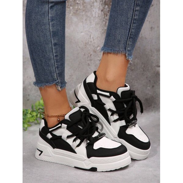 Nuevos zapatos de skate para estudiantes mujer primavera 2025 en blanco y negro, zapatillas de moda versátiles y respirables, zapatos casuales estilo Ins - Imagen 16