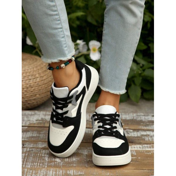 Nuevos zapatos de skate para estudiantes mujer primavera 2025 en blanco y negro, zapatillas de moda versátiles y respirables, zapatos casuales estilo Ins - Imagen 21