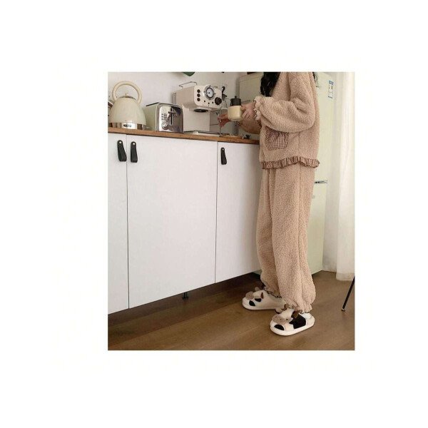 Pantuflas suaves de vaca para mujer: acogedoras zapatillas de algodón con estampado animal - Imagen 4